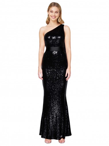 Buy Sleeveless One Shoulder Sequin Mermaid Formal Dress UK