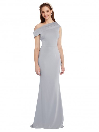 Buy Sleeveless Grey One Shoulder Stretch Crepe Mermaid Formal Dress UK