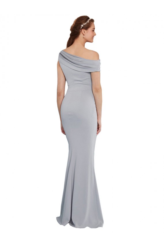 Buy Sleeveless Grey One Shoulder Stretch Crepe Mermaid Formal Dress UK