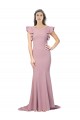 Buy Flutter Sleeves Round Neck Low Back Stretch Crepe Mermaid Formal Dress UK