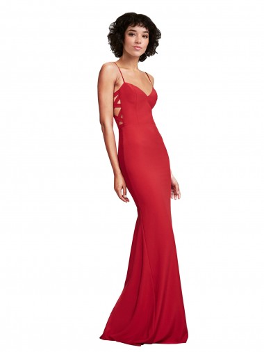 Buy Sleeveless Spaghetti Straps Stretch Crepe Mermaid Formal Gowns UK