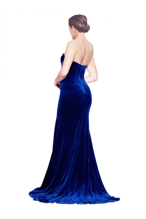 Buy Sleeveless Sweetheart Low Back Stretch Velvet Mermaid Formal Dress UK