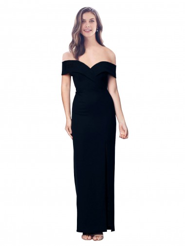 Buy Sleeveless Black Off the Shoulder Stretch Crepe Mermaid Formal Dress UK