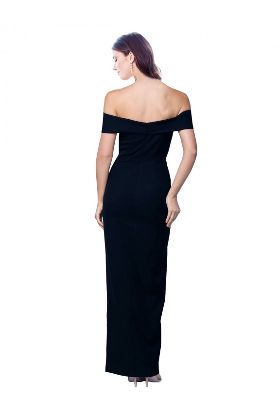 Buy Sleeveless Black Off the Shoulder Stretch Crepe Mermaid Formal Dress UK