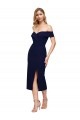 Buy Sleeveless Dark Navy Off the Shoulder Stretch Crepe Mermaid Formal Dress UK