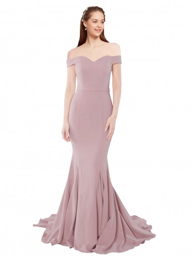 Buy Sleeveless Off the Shoulder Stretch Crepe Mermaid Formal Dress UK