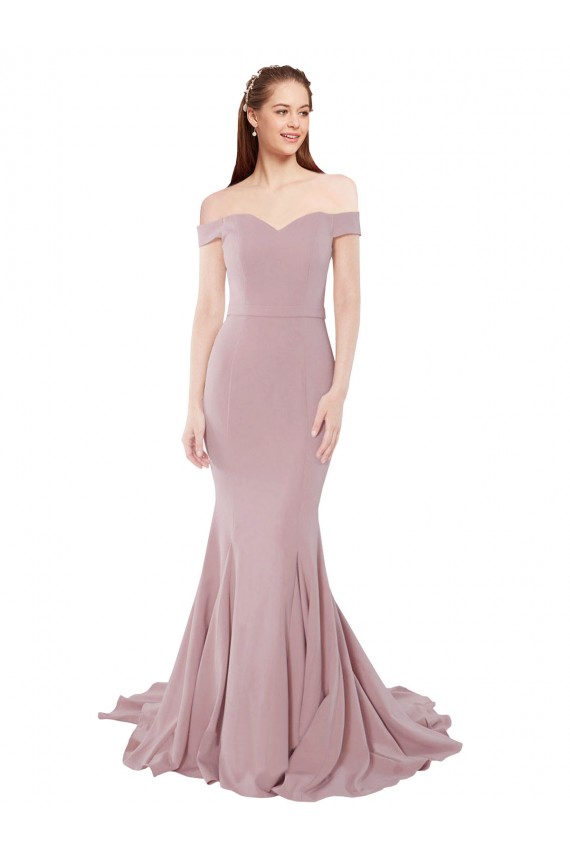 Buy Sleeveless Off the Shoulder Stretch Crepe Mermaid Formal Dress UK