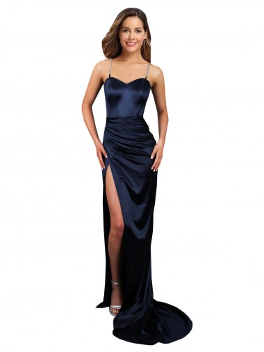 Buy Sleeveless Sweetheart Stretch Satin Mermaid Formal Dress UK