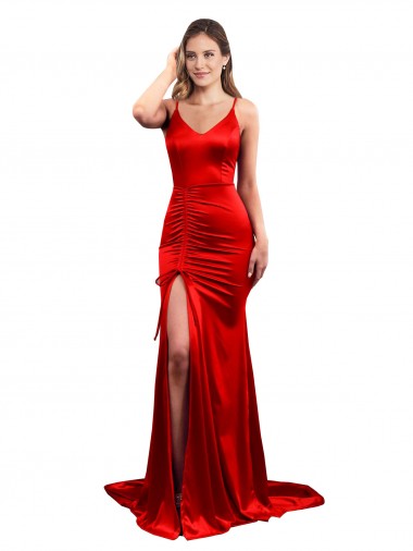 Buy Sleeveless Sweetheart Low Back Stretch Satin Mermaid Formal Gowns UK