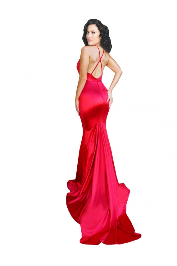 Buy Sleeveless Sweetheart Low Back Stretch Satin Mermaid Formal Dress UK