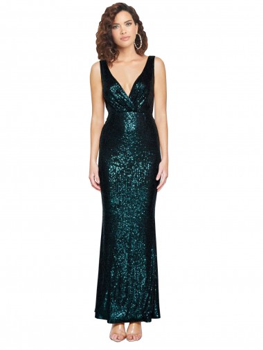 Buy Sleeveless V-Neck Sequin Mermaid Formal Gowns UK