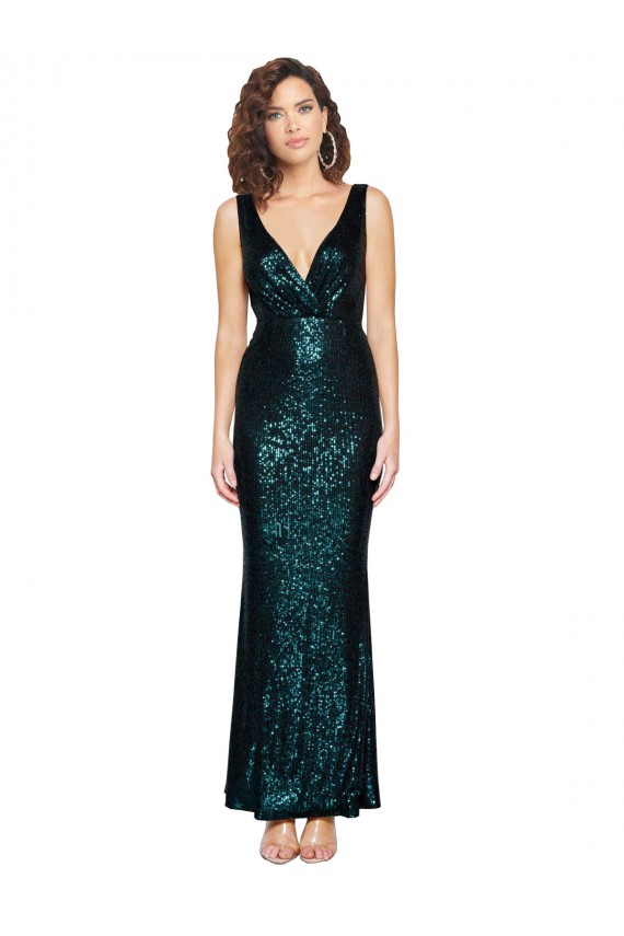 Buy Sleeveless V-Neck Sequin Mermaid Formal Gowns UK