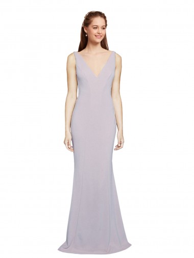 Buy Sleeveless V-Neck Keyhole Back Stretch Crepe Mermaid Formal Dress UK