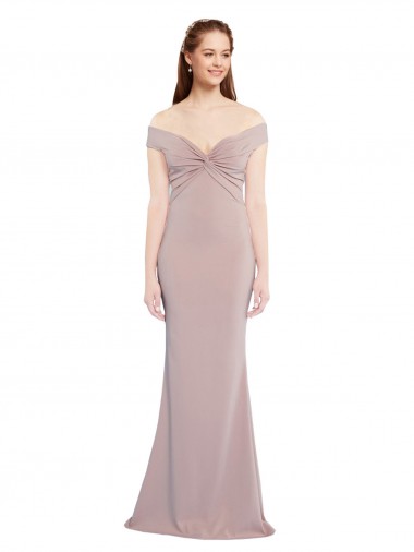 Buy Sleeveless Off the Shoulder Keyhole Back Stretch Crepe Mermaid Formal Gowns UK