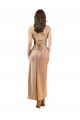 Buy Sleeveless Cowl Neck Low Back Silky Satin Sheath Formal Dress UK