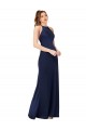 Buy Sleeveless High Neck Criss Cross Back Silky Satin Sheath Formal Dress UK