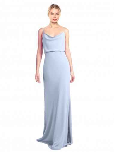 Buy Sleeveless Cowl Neck V-Back Stretch Crepe Sheath Formal Dress UK