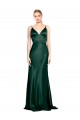 Buy Sleeveless Spaghetti Straps V-Back Stretch Satin Sheath Formal Dress UK