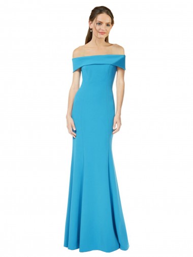 Buy Sleeveless Off the Shoulder Stretch Crepe Sheath Formal Dress UK