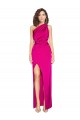 Buy Sleeveless Fuchsia One Shoulder Silky Satin Sheath Formal Dress UK