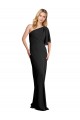 Buy Flutter Sleeves One Shoulder Stretch Crepe Sheath Formal Gowns UK