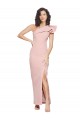 Buy Sleeveless Mauve One Shoulder Stretch Crepe Sheath Formal Dress UK