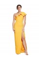 Buy Sleeveless Saffron One Shoulder Stretch Crepe Sheath Formal Dress UK