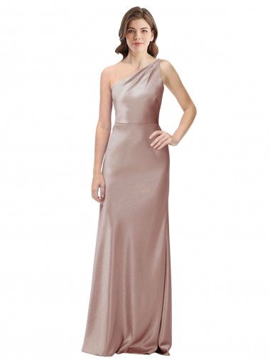 Buy Sleeveless One Shoulder Open Back Stretch Satin Sheath Formal Dress UK