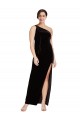 Buy Sleeveless One Shoulder Stretch Velvet Sheath Formal Dress UK