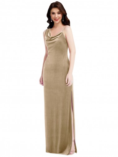 Buy Sleeveless Champagne One Shoulder Stretch Velvet Sheath Black Tie Formal Dress UK