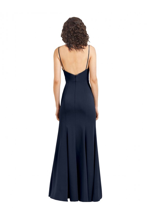 Buy Sleeveless High Neck Low Back Stretch Crepe Sheath Formal Gowns UK