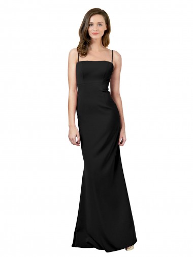 Buy Sleeveless Spaghetti Straps Open Back Stretch Crepe Sheath Formal Dress UK