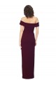 Buy Sleeveless Burgundy Gold Off the Shoulder Low Back Stretch Crepe Sheath Formal Dress UK