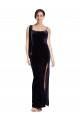 Buy Sleeveless Spaghetti Straps Low Back Stretch Velvet Sheath Formal Dress UK