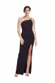 Buy Sleeveless Black One Shoulder Stretch Crepe Sheath Formal Dress UK