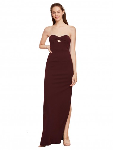 Buy Sleeveless Strapless Stretch Crepe Sheath Formal Dress UK