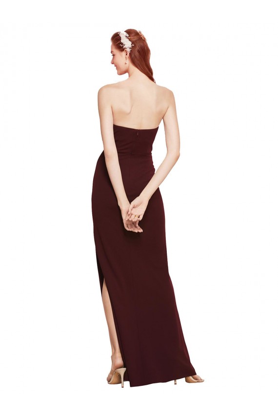 Buy Sleeveless Strapless Stretch Crepe Sheath Formal Dress UK