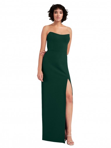 Buy Sleeveless Midnight Green Scoop Neck Low Back Stretch Crepe Sheath Formal Dress UK