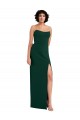 Buy Sleeveless Midnight Green Scoop Neck Low Back Stretch Crepe Sheath Formal Dress UK