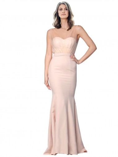 Buy Sleeveless Sweetheart Low Back Stretch Crepe & Tulle Sheath Formal Dress UK