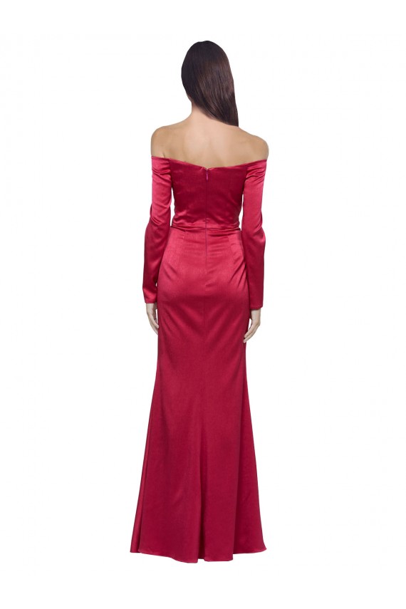 Buy Long Sleeves Sweetheart Stretch Satin Sheath Formal Dress UK