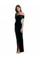 Buy Sleeveless Off the Shoulder Stretch Velvet Sheath High Low Formal Dress UK