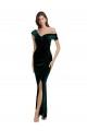 Buy Sleeveless Off the Shoulder Stretch Velvet Sheath High Low Formal Dress UK