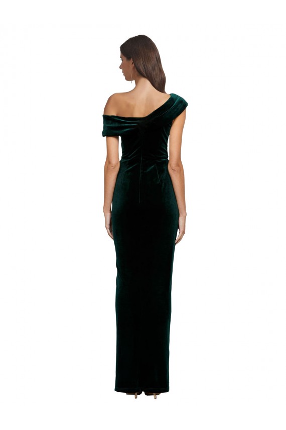 Buy Sleeveless Off the Shoulder Stretch Velvet Sheath High Low Formal Dress UK