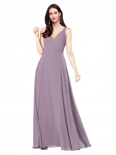 Buy Sleeveless V-Neck Low Back Chiffon Sheath Formal Dress UK