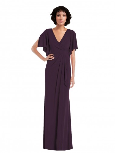 Buy Split Sleeves V-Neck Spandex Sheath Formal Dress UK