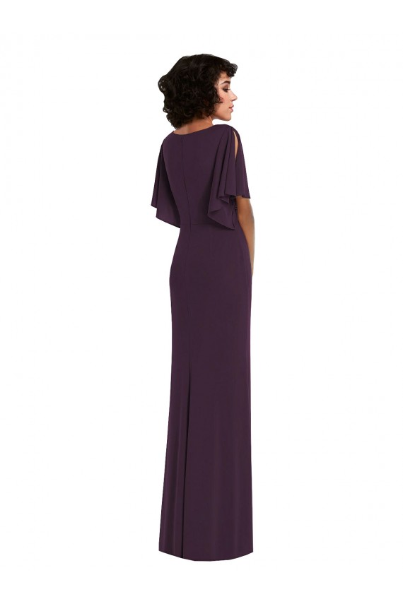 Buy Split Sleeves V-Neck Spandex Sheath Formal Dress UK