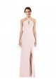 Buy Sleeveless Halter Neck Low Back Stretch Crepe Trumpet Formal Dress UK