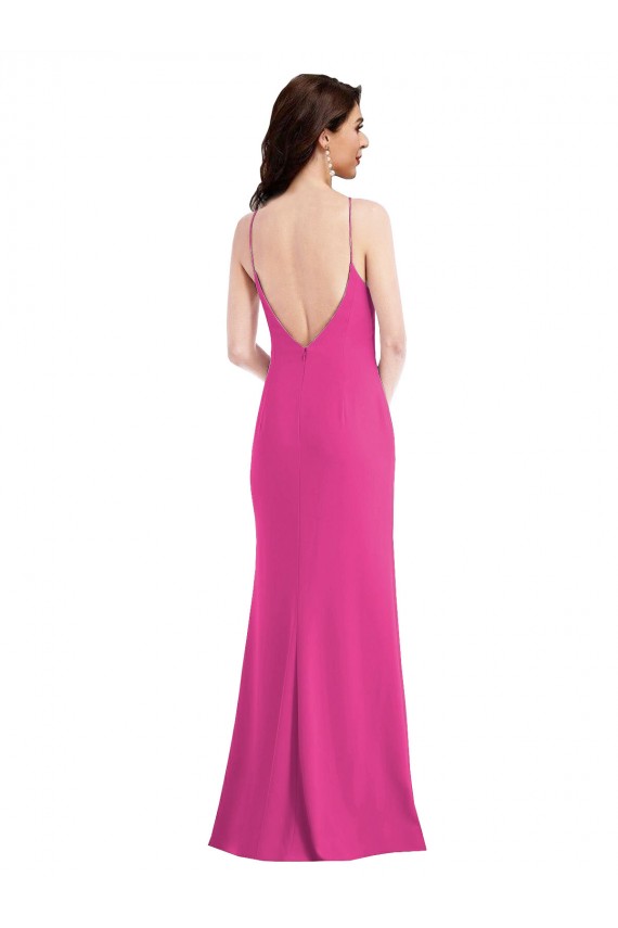 Buy Sleeveless Halter Neck Open Back Stretch Crepe Trumpet Formal Dress UK