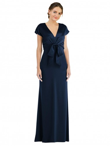 Buy Cap Sleeves Off the Shoulder Keyhole Back Stretch Crepe Trumpet Formal Dress UK